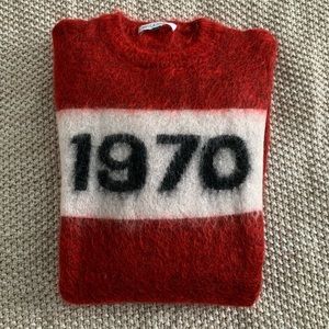 Bella Freud mohair « 1970 » sweater in red with black on white lettering
